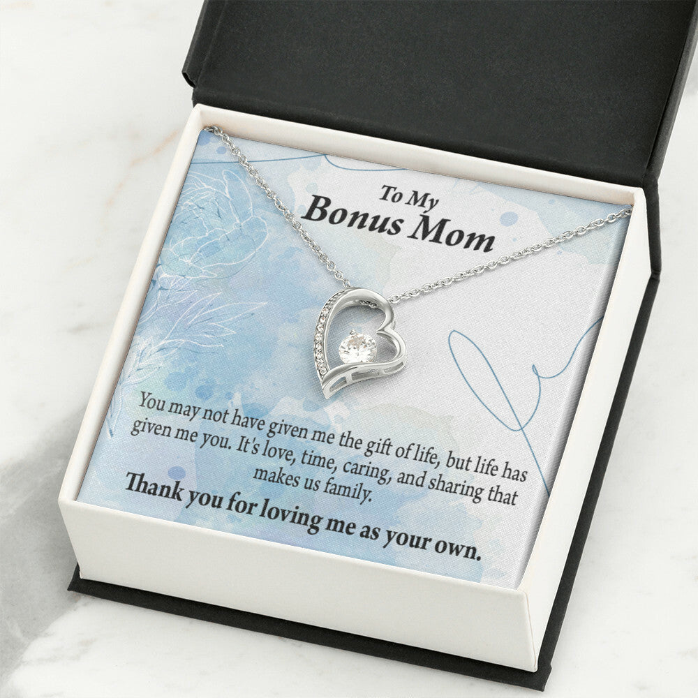 To Step Mom Bonus Mom Loving Me Forever Necklace w Message Card-Express Your Love Gifts