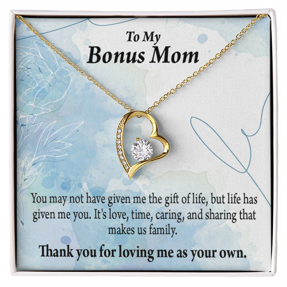 To Step Mom Bonus Mom Loving Me Forever Necklace w Message Card-Express Your Love Gifts