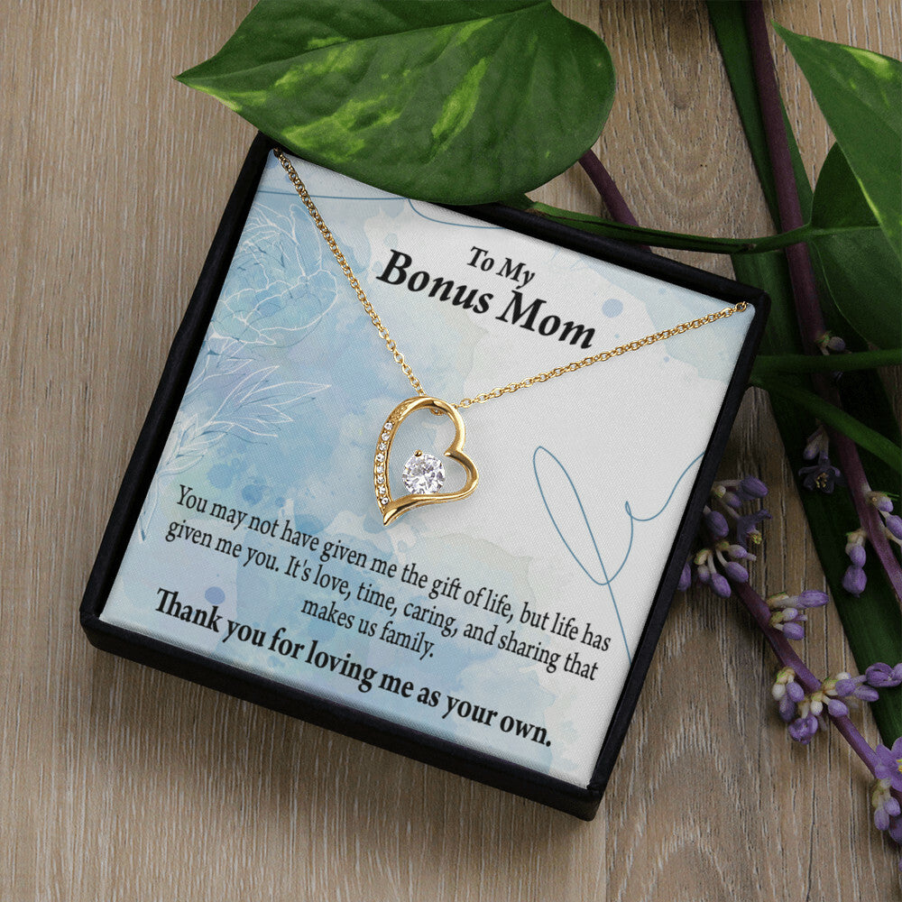 To Step Mom Bonus Mom Loving Me Forever Necklace w Message Card-Express Your Love Gifts