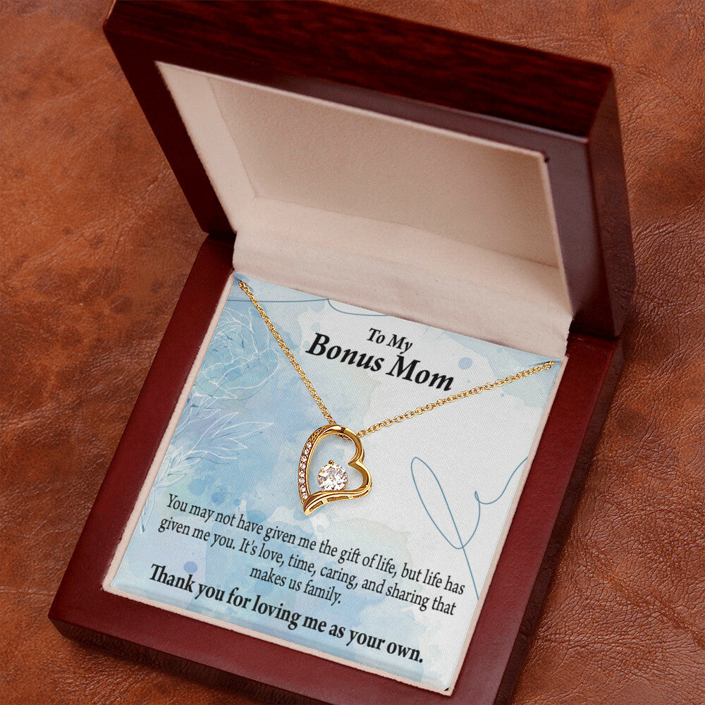 To Step Mom Bonus Mom Loving Me Forever Necklace w Message Card-Express Your Love Gifts