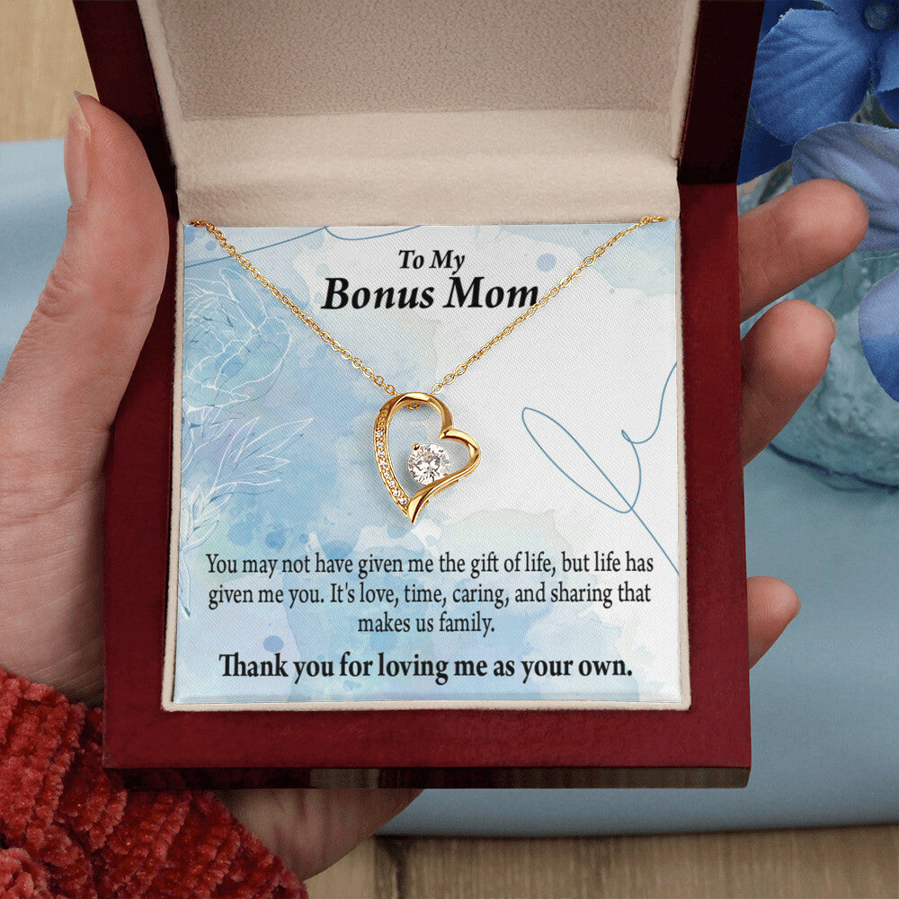 To Step Mom Bonus Mom Loving Me Forever Necklace w Message Card-Express Your Love Gifts