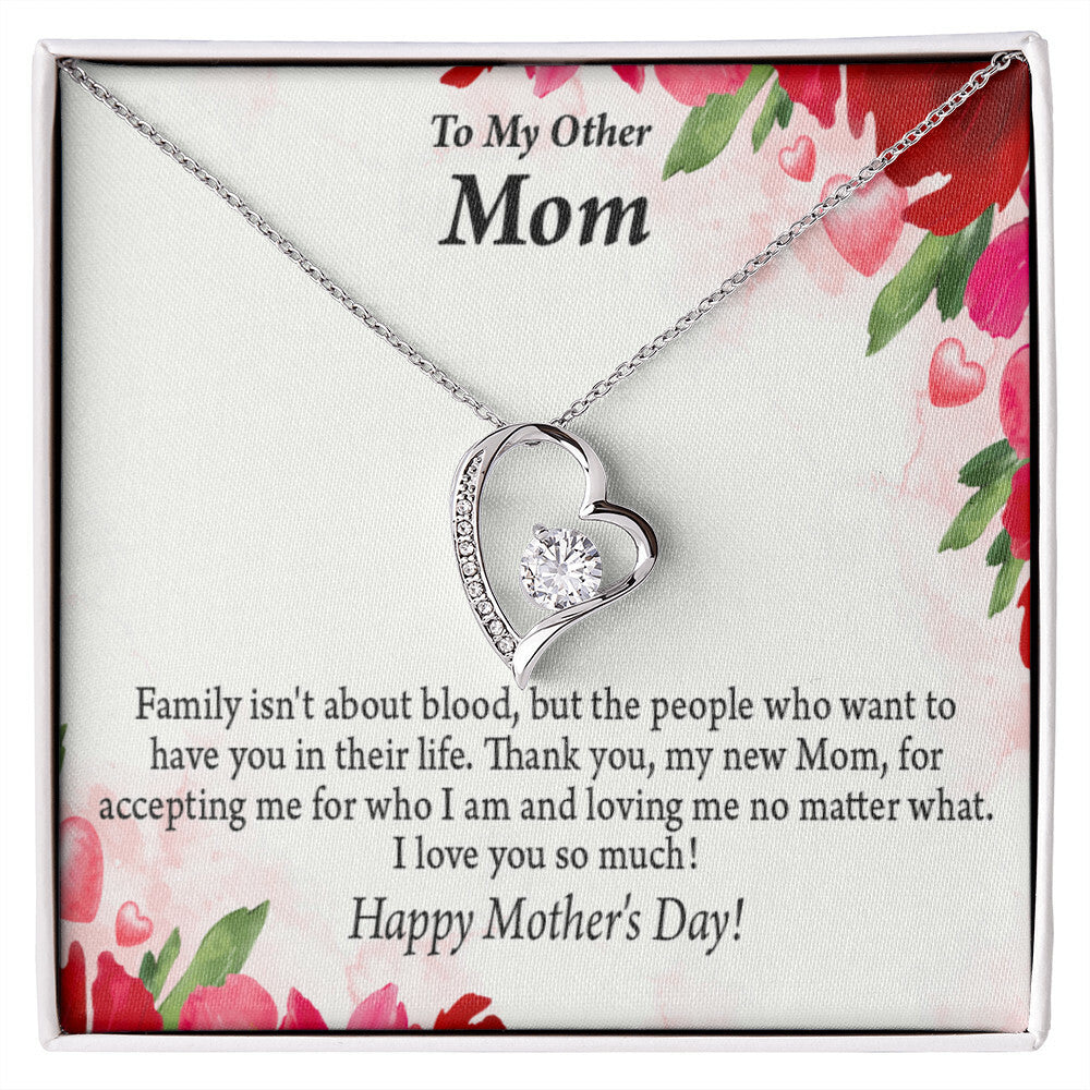 To Step Mom Bonus Mom My Unbiological Mom Forever Necklace w Message Card-Express Your Love Gifts