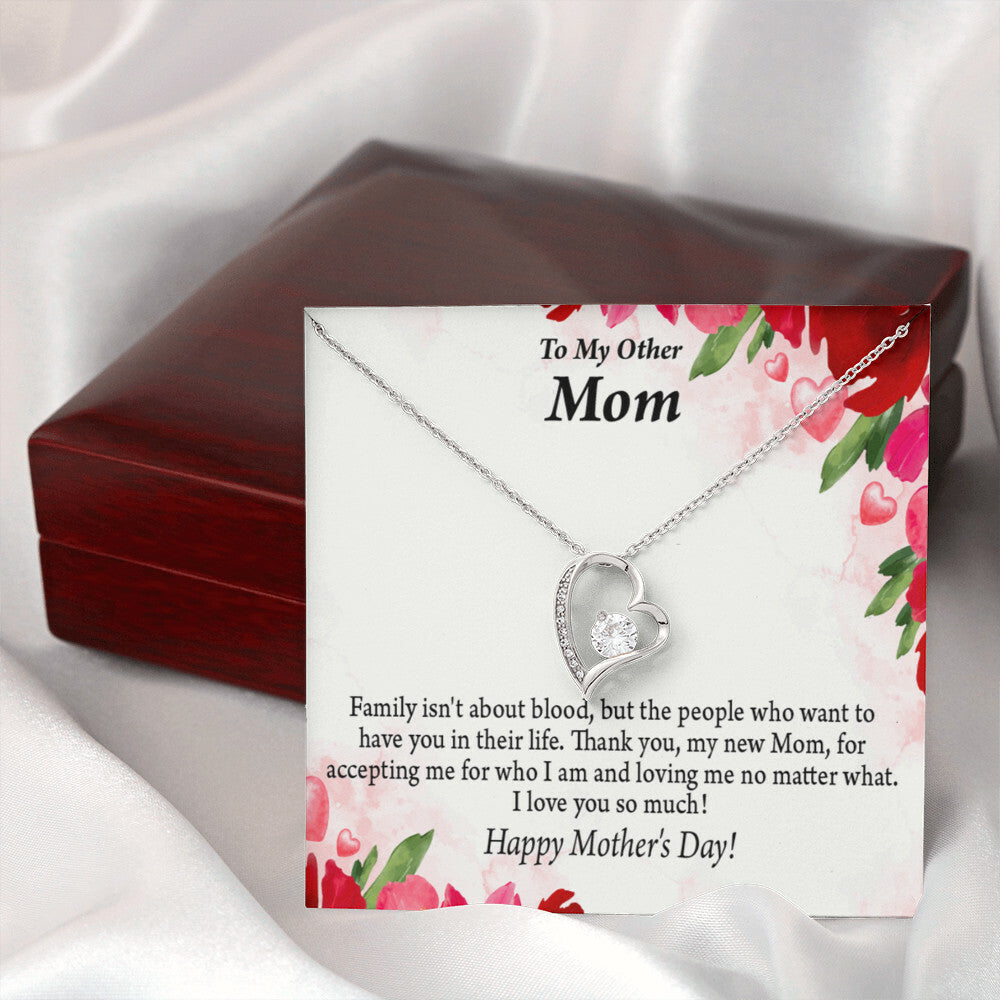 To Step Mom Bonus Mom My Unbiological Mom Forever Necklace w Message Card-Express Your Love Gifts