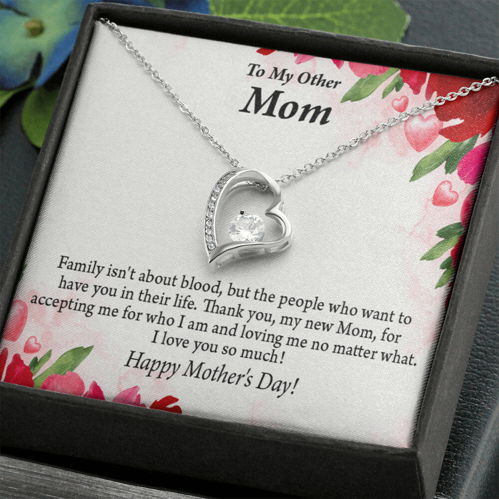 To Step Mom Bonus Mom My Unbiological Mom Forever Necklace w Message Card-Express Your Love Gifts