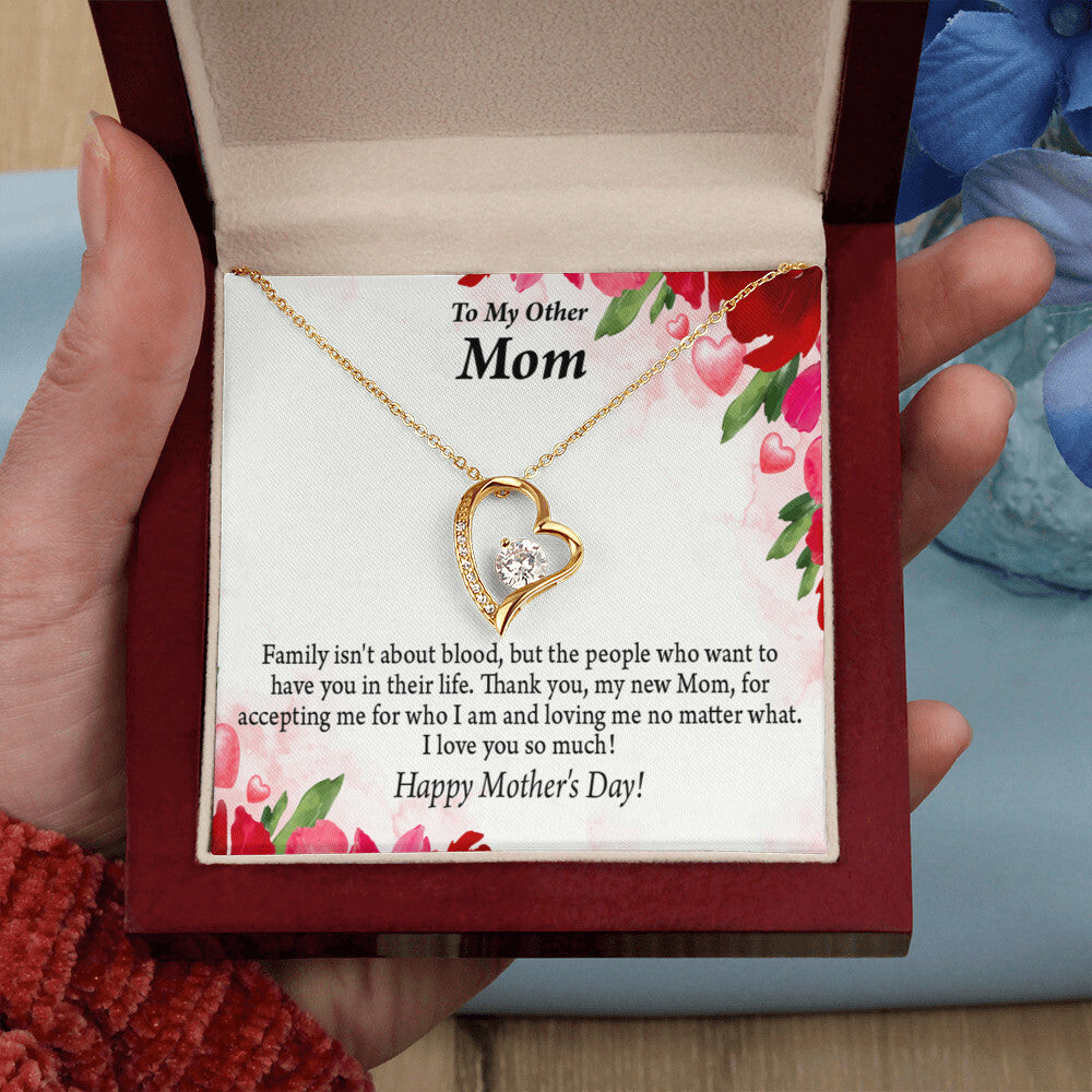 To Step Mom Bonus Mom My Unbiological Mom Forever Necklace w Message Card-Express Your Love Gifts