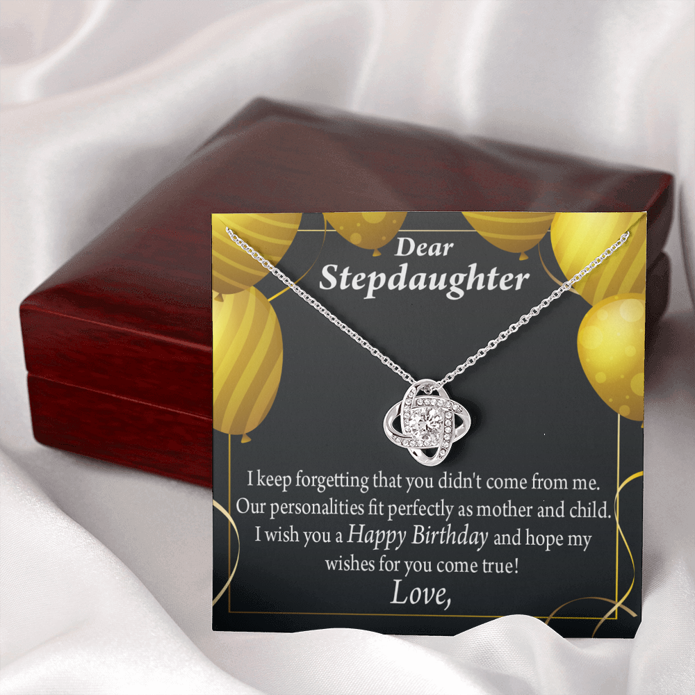 To Stepdaughter Birthday Message Infinity Knot Necklace Message Card-Express Your Love Gifts