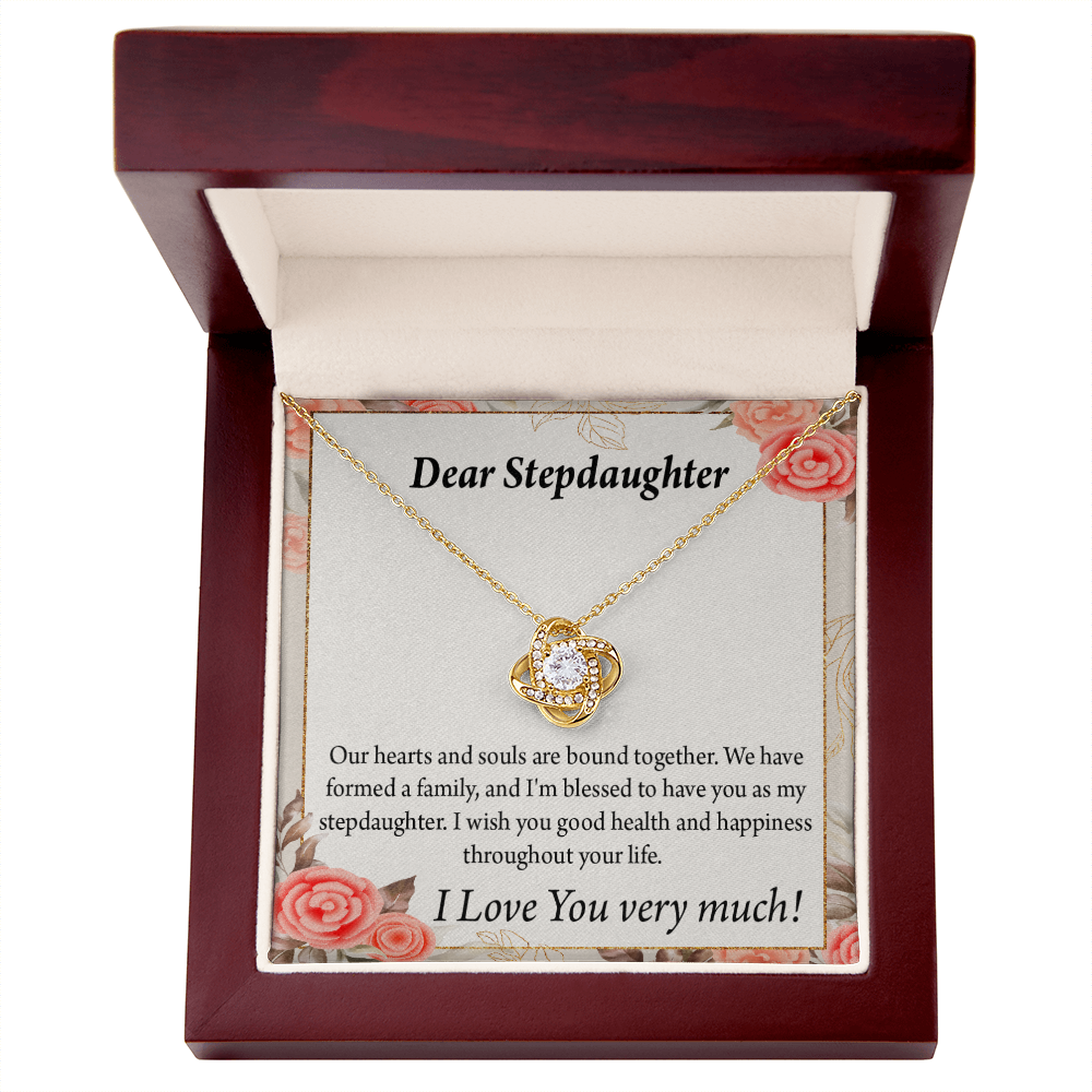 To Stepdaughter Bound Together Infinity Knot Necklace Message Card-Express Your Love Gifts
