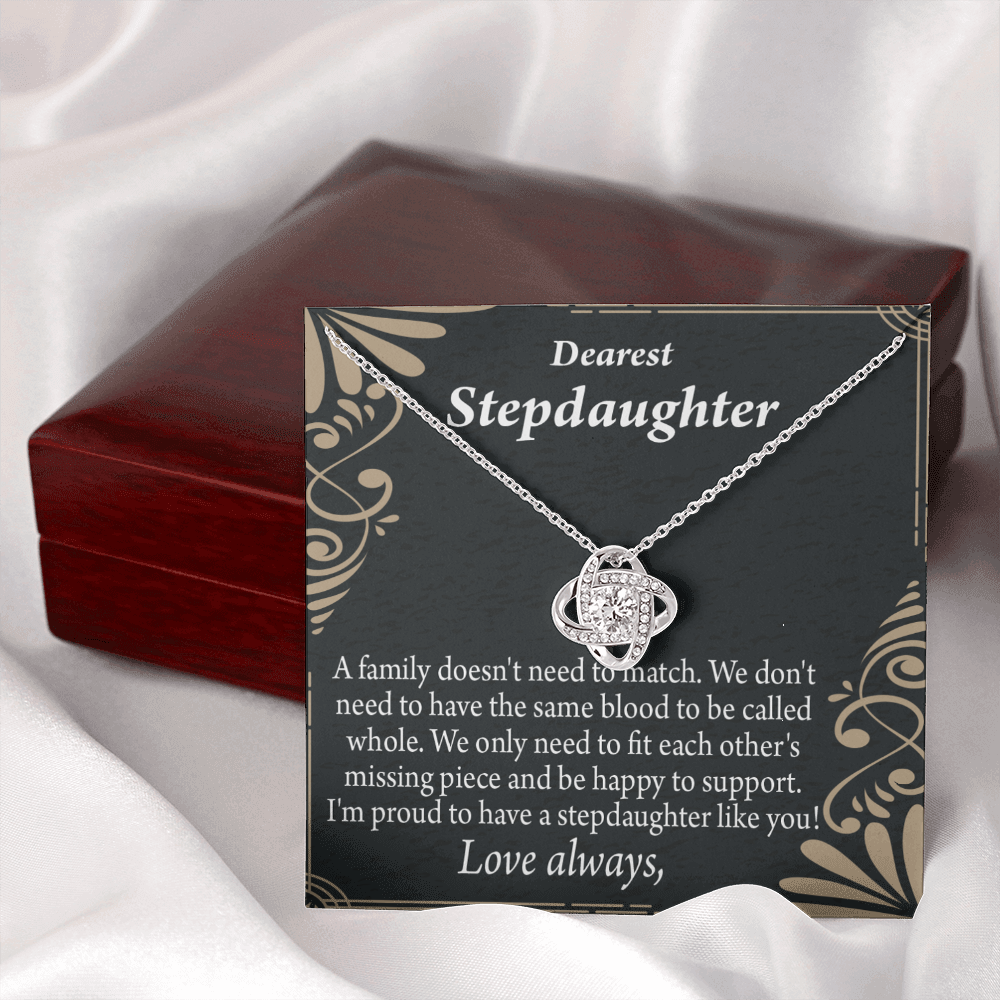 To Stepdaughter Family Reminder Infinity Knot Necklace Message Card-Express Your Love Gifts