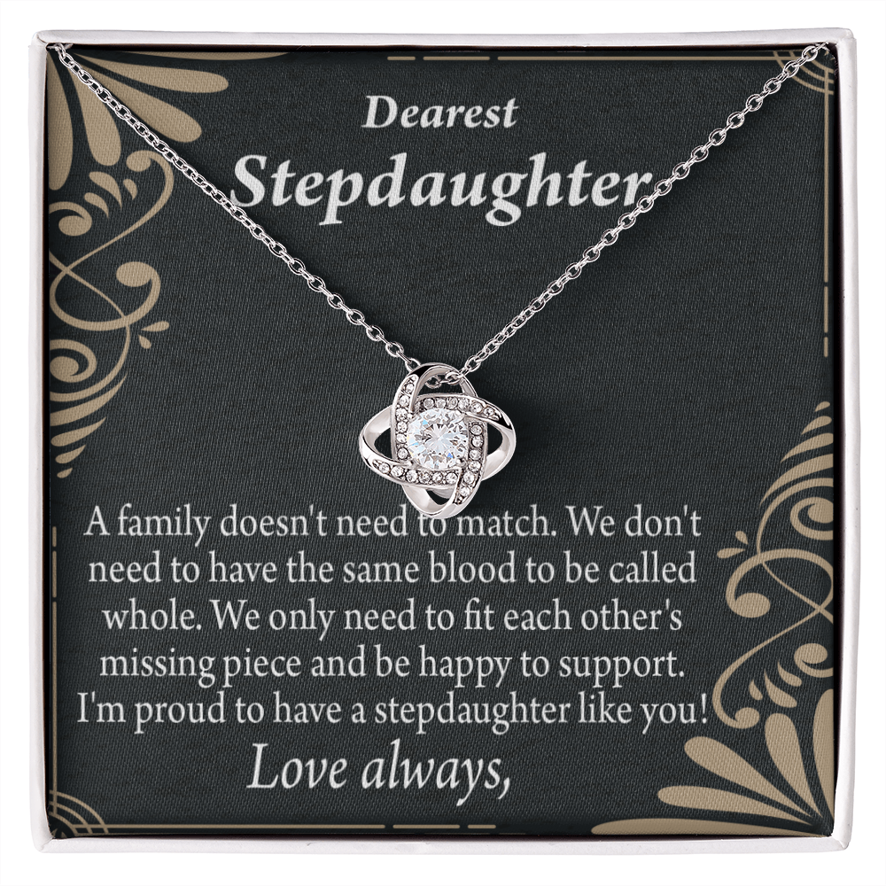To Stepdaughter Family Reminder Infinity Knot Necklace Message Card-Express Your Love Gifts