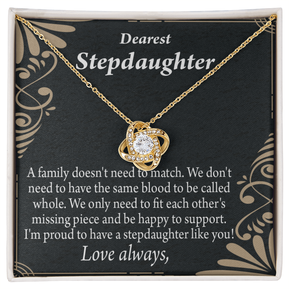 To Stepdaughter Family Reminder Infinity Knot Necklace Message Card-Express Your Love Gifts