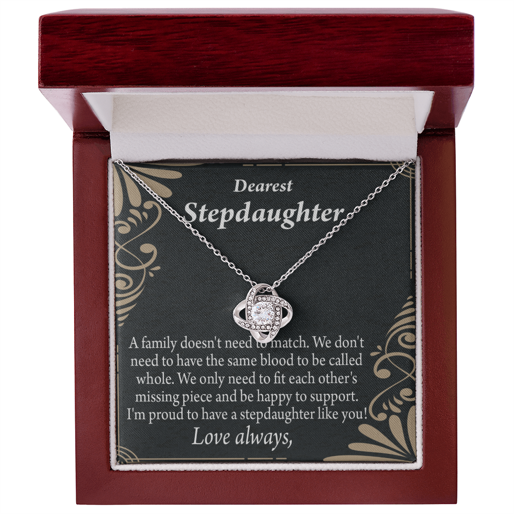 To Stepdaughter Family Reminder Infinity Knot Necklace Message Card-Express Your Love Gifts