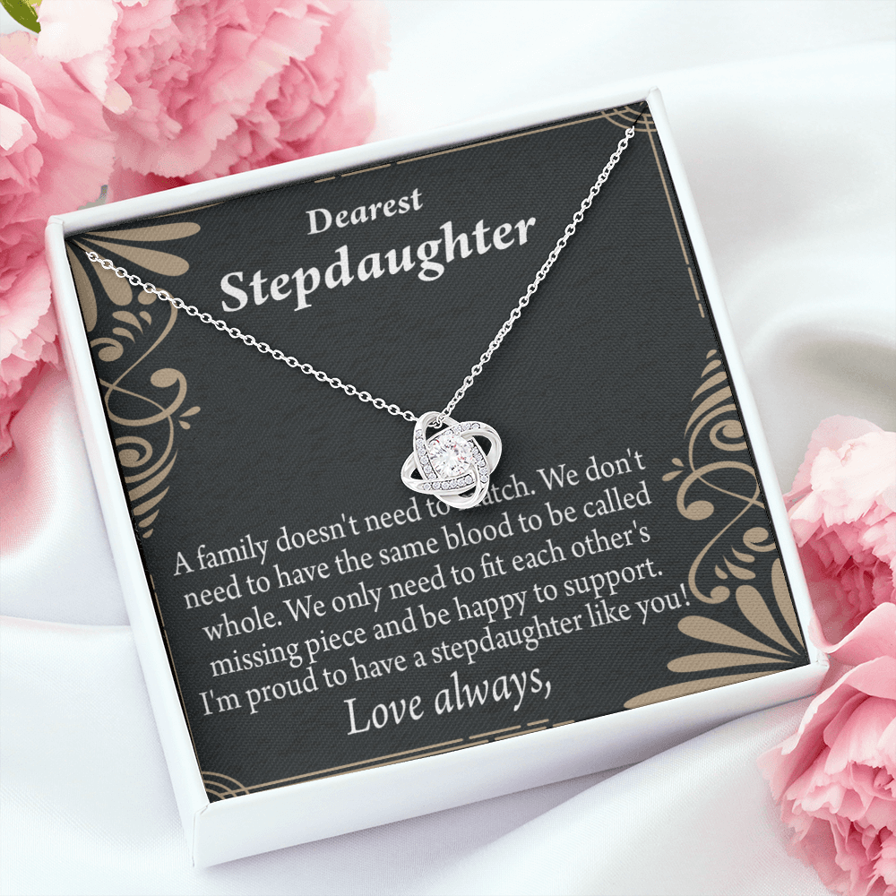 To Stepdaughter Family Reminder Infinity Knot Necklace Message Card-Express Your Love Gifts