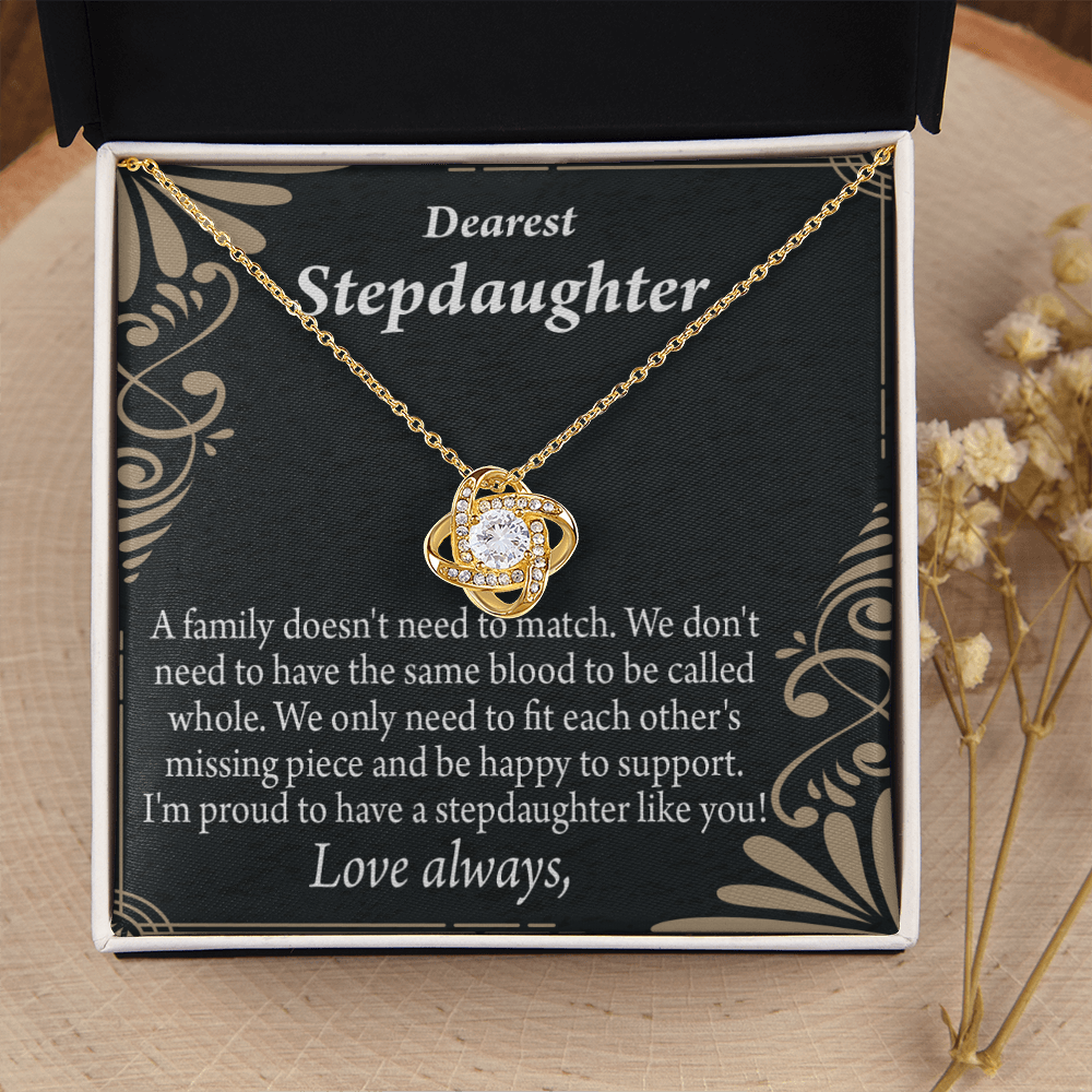 To Stepdaughter Family Reminder Infinity Knot Necklace Message Card-Express Your Love Gifts