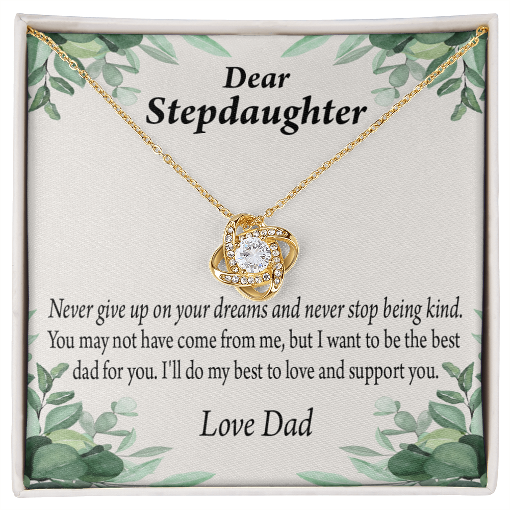 To Stepdaughter Keep Your Dreams Alive From Dad Infinity Knot Necklace Message Card-Express Your Love Gifts