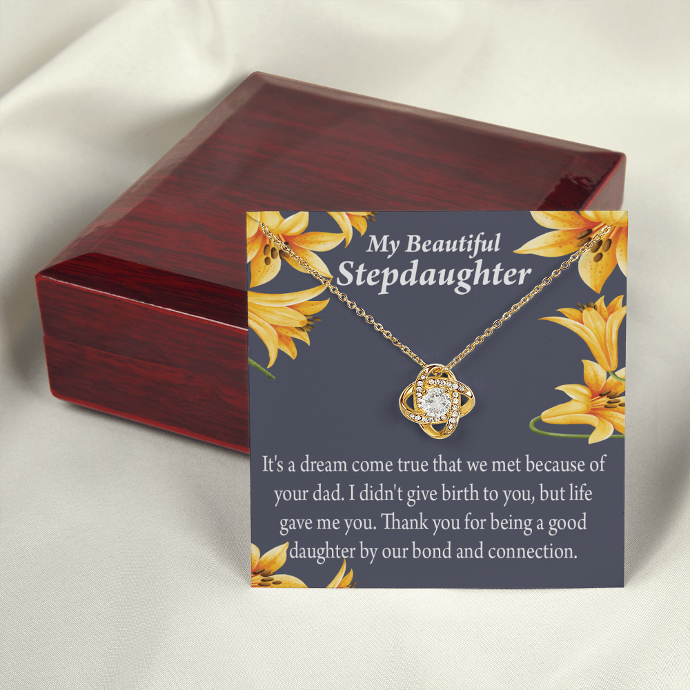 To Stepdaughter Life's Gift Infinity Knot Necklace Message Card-Express Your Love Gifts