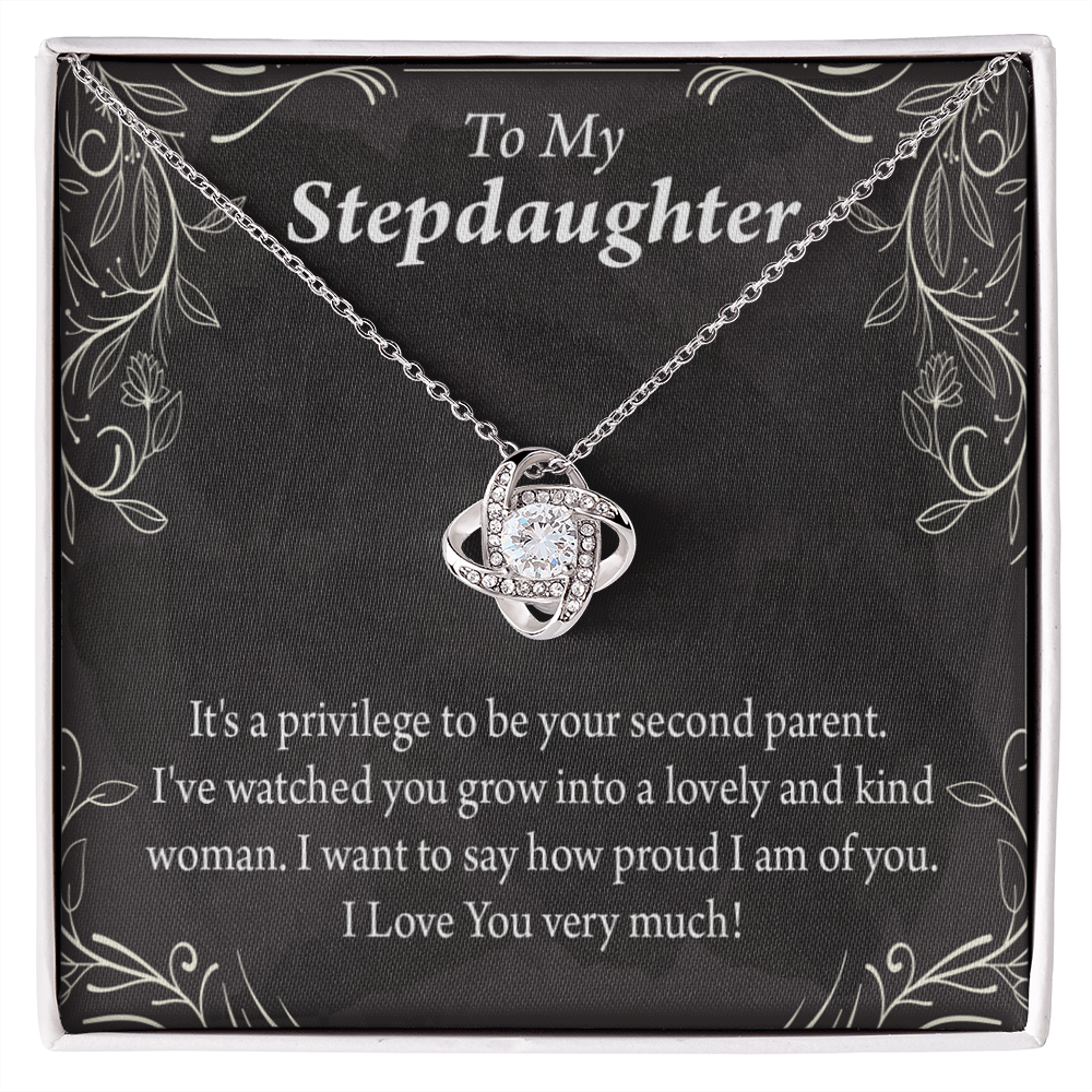 To Stepdaughter Proud of You Infinity Knot Necklace Message Card-Express Your Love Gifts