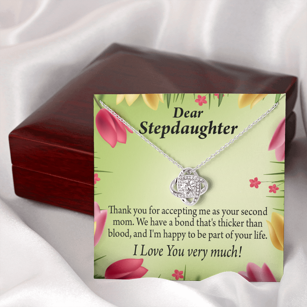 To Stepdaughter Thicker Than Blood Infinity Knot Necklace Message Card-Express Your Love Gifts