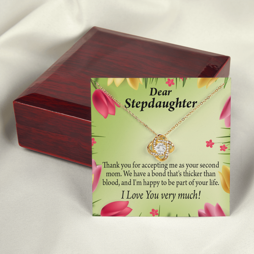 To Stepdaughter Thicker Than Blood Infinity Knot Necklace Message Card-Express Your Love Gifts