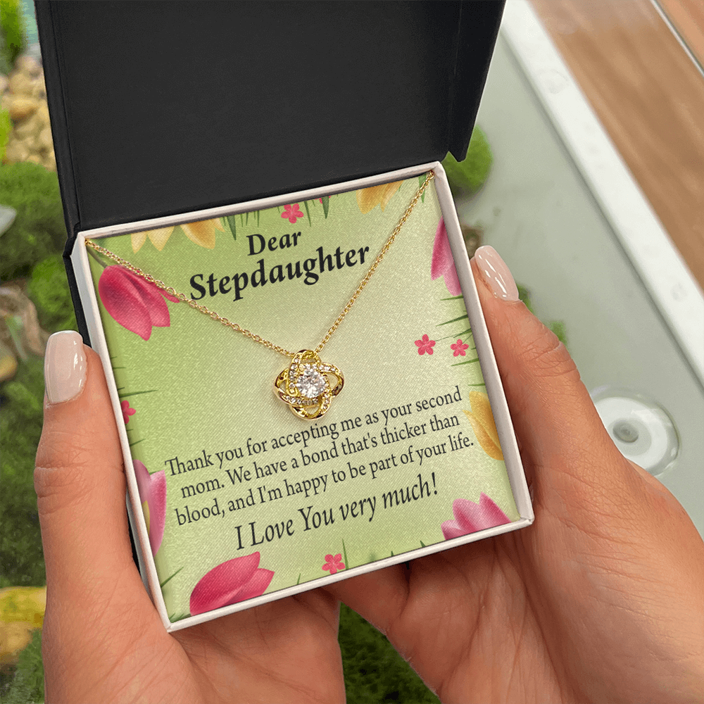 To Stepdaughter Thicker Than Blood Infinity Knot Necklace Message Card-Express Your Love Gifts