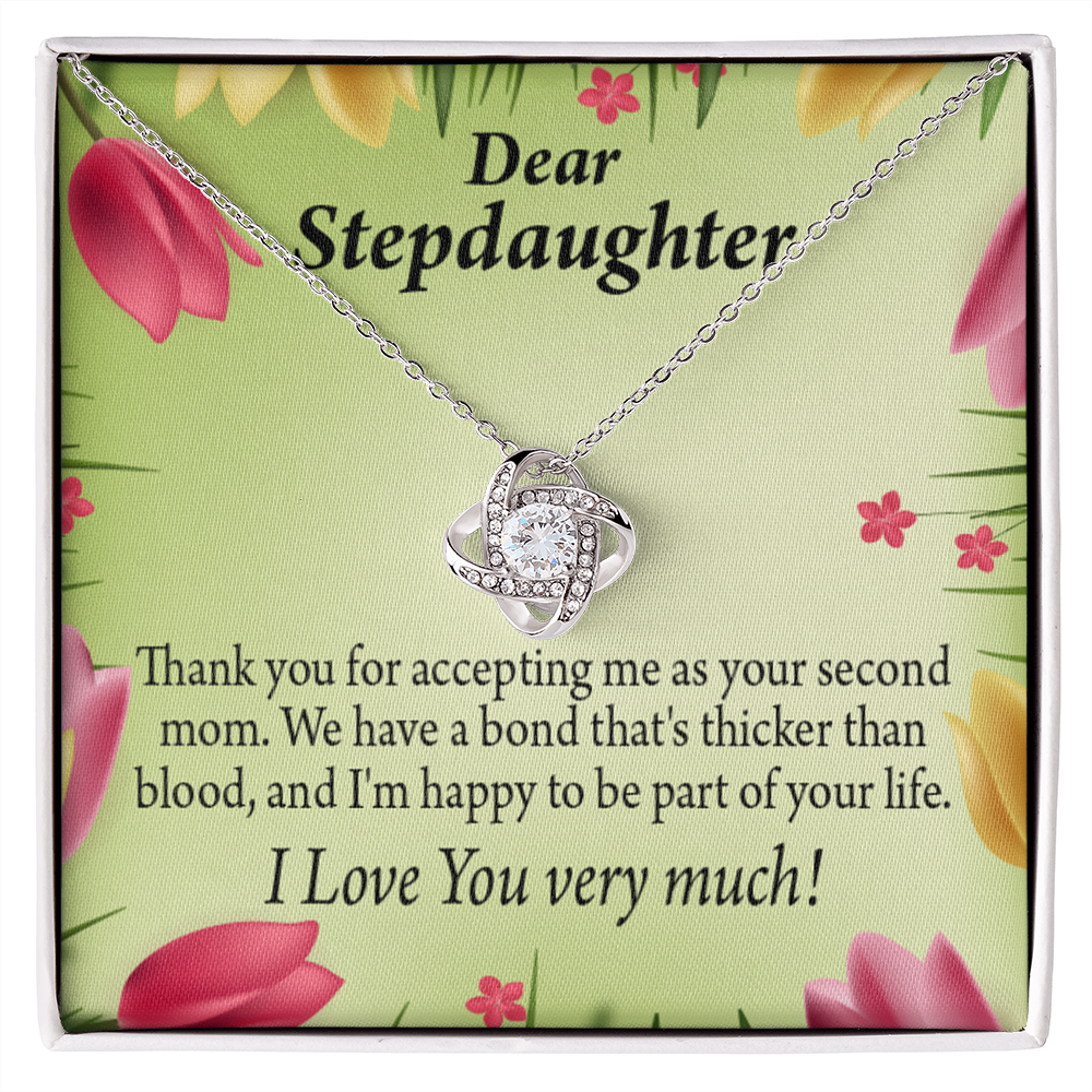 To Stepdaughter Thicker Than Blood Infinity Knot Necklace Message Card-Express Your Love Gifts