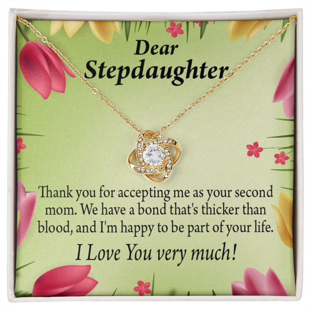 To Stepdaughter Thicker Than Blood Infinity Knot Necklace Message Card-Express Your Love Gifts