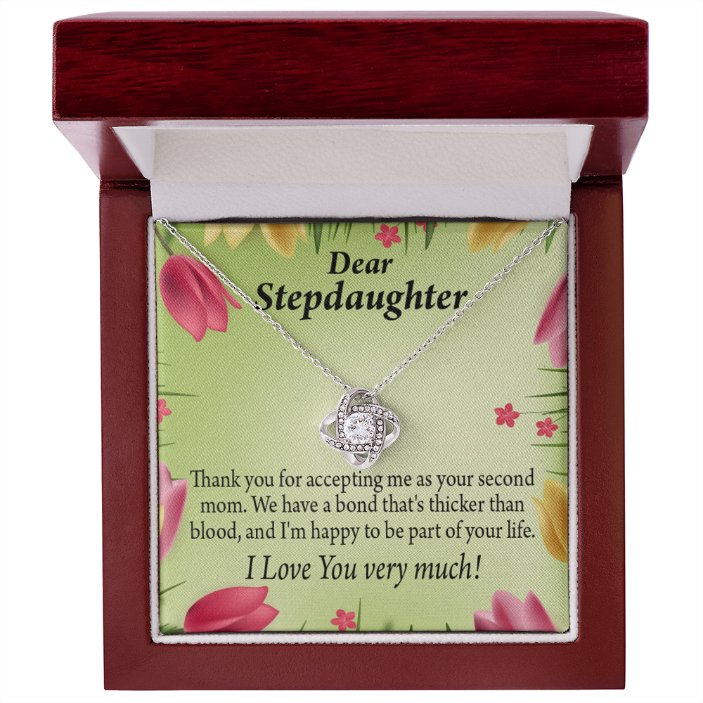 To Stepdaughter Thicker Than Blood Infinity Knot Necklace Message Card-Express Your Love Gifts