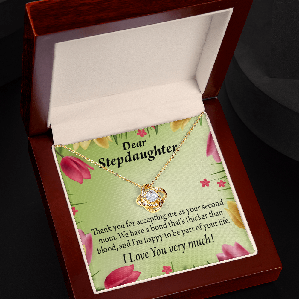 To Stepdaughter Thicker Than Blood Infinity Knot Necklace Message Card-Express Your Love Gifts