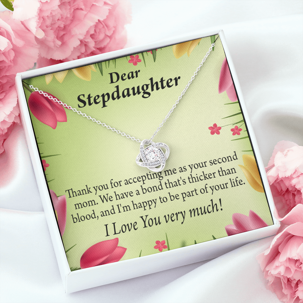 To Stepdaughter Thicker Than Blood Infinity Knot Necklace Message Card-Express Your Love Gifts