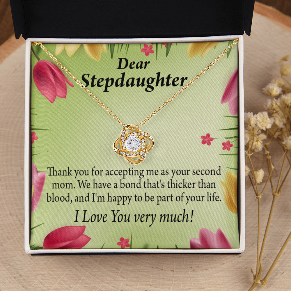 To Stepdaughter Thicker Than Blood Infinity Knot Necklace Message Card-Express Your Love Gifts