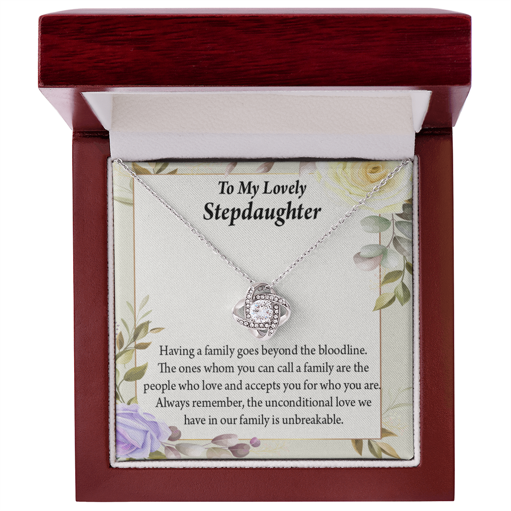 To Stepdaughter Unbreakable Bond Infinity Knot Necklace Message Card-Express Your Love Gifts