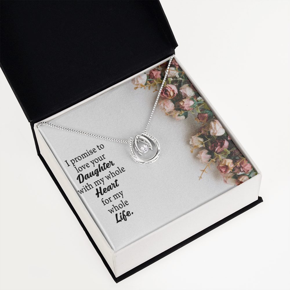 To The Mother Of The Bride My Promise Lucky Horseshoe Necklace Message Card 14k w CZ Crystals-Express Your Love Gifts
