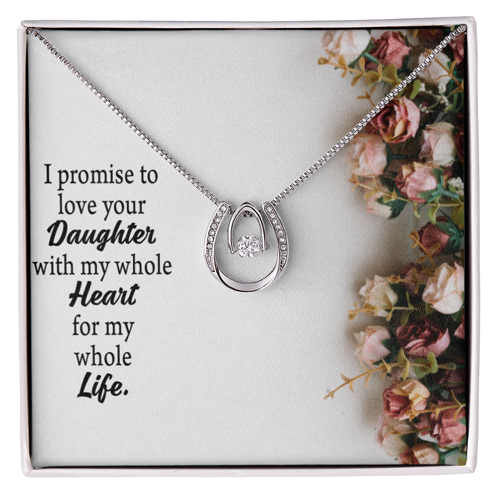 To The Mother Of The Bride My Promise Lucky Horseshoe Necklace Message Card 14k w CZ Crystals-Express Your Love Gifts