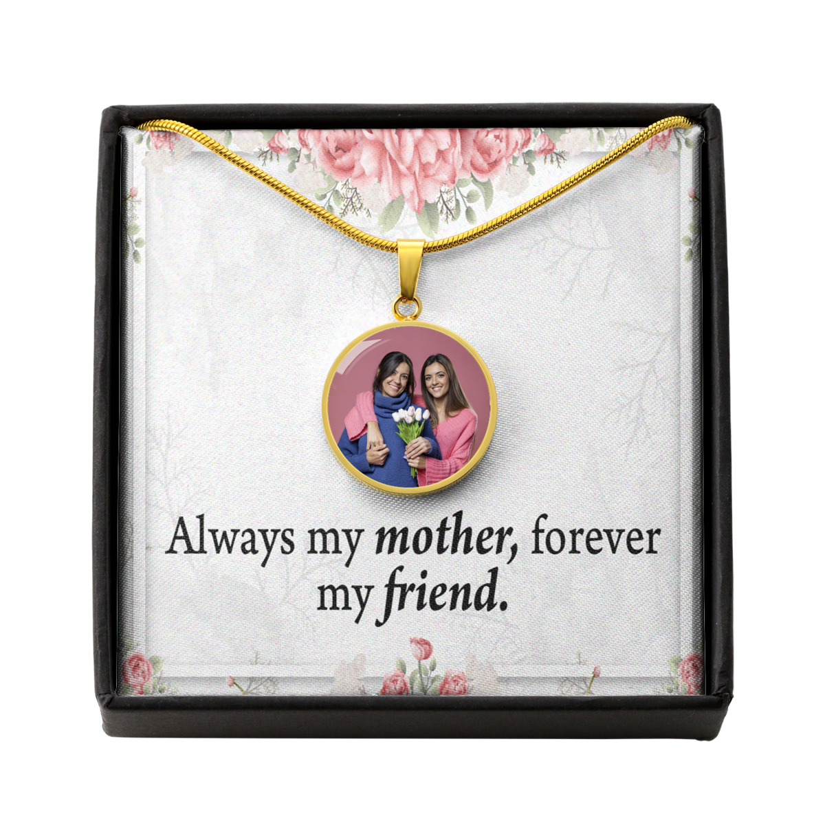 To The Mother Of The Bride Personalized Always My Mother Circle Necklace Stainless Steel or 18k Gold 18-22"-Express Your Love Gifts