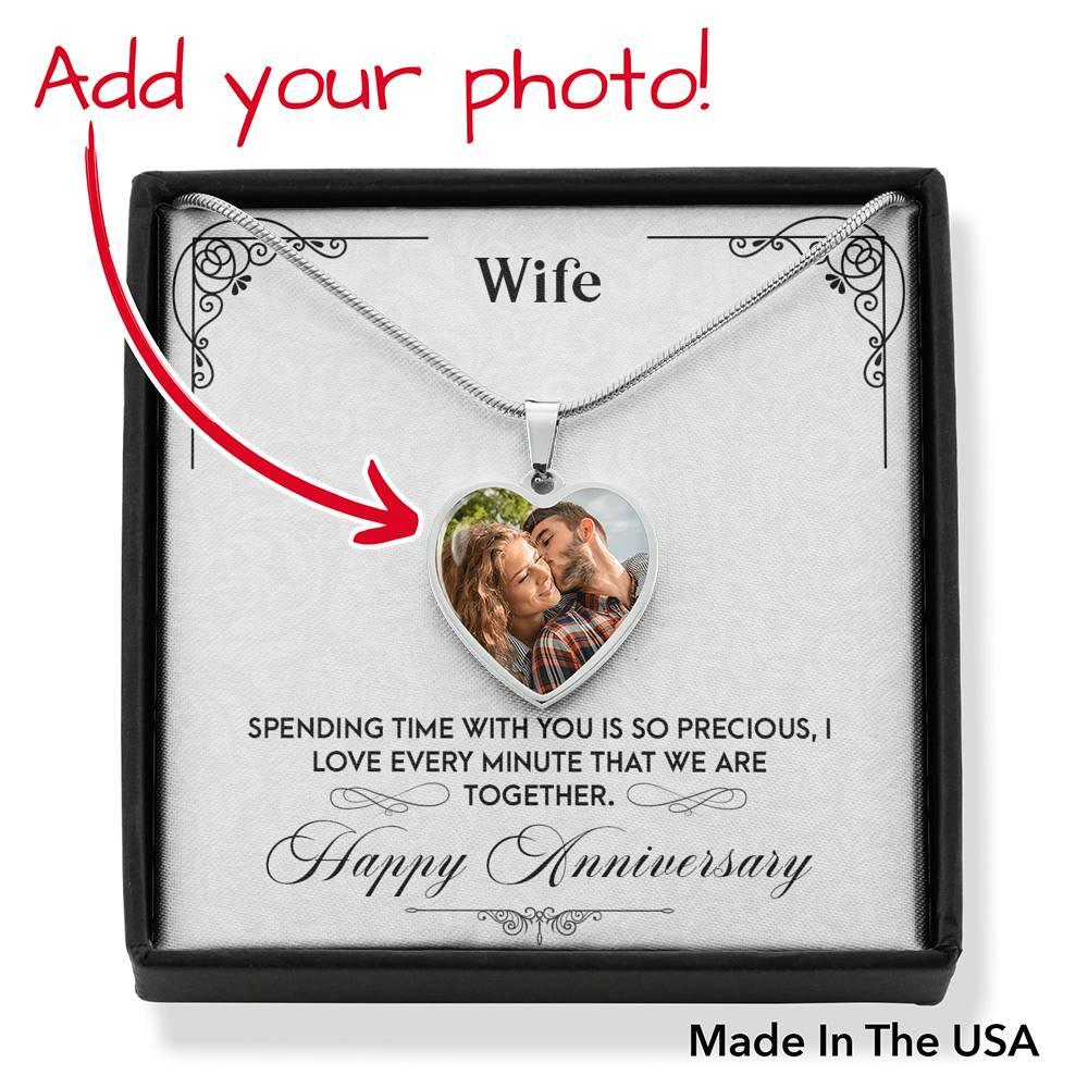 To Wife From Husband Personalized Happy Anniversary Stainless Steel or 18k Gold Heart Pendant Necklace 18-22"-Express Your Love Gifts