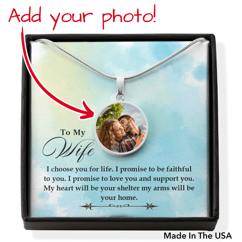 To Wife From Husband Personalized I Choose You Stainless Steel or 18k Gold Circle Pendant 18-22"-Express Your Love Gifts