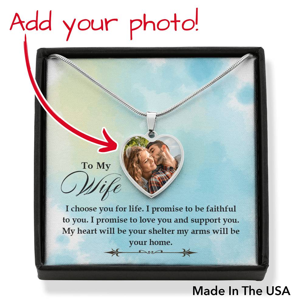 To Wife From Husband Personalized I Choose You Stainless Steel or 18k Gold Heart Pendant Necklace 18-22"-Express Your Love Gifts