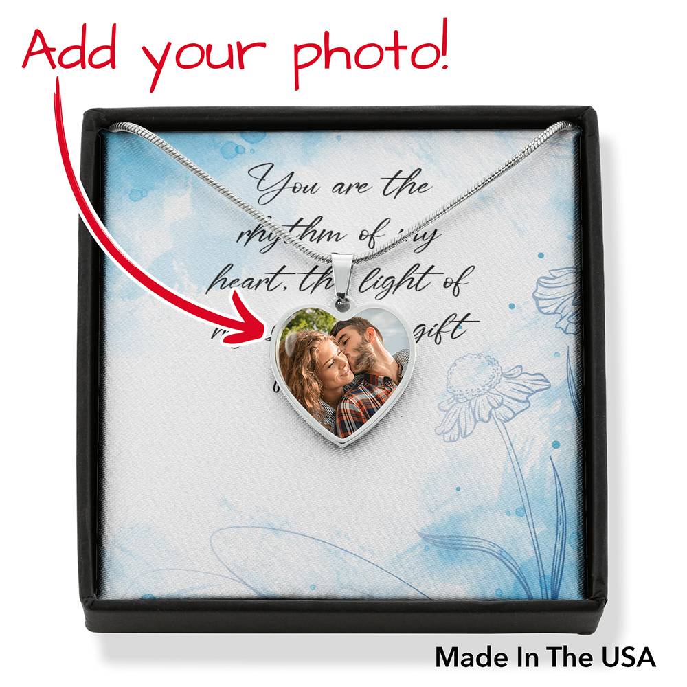 To Wife From Husband Personalized You Are The Rhythm Of My Life Stainless Steel or 18k Gold Heart Pendant Necklace 18-22"-Express Your Love Gifts