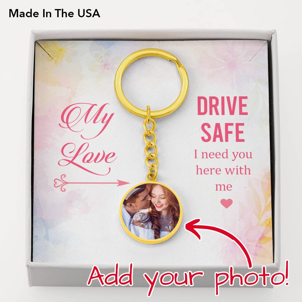 To Wife/Girlfriend From Husband/Boyfriend Personalized My Love Circle Keychain Stainless Steel or 18k Gold-Express Your Love Gifts