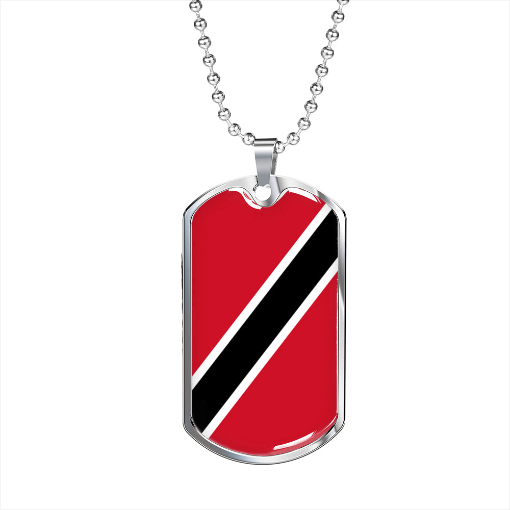 Trinidad And Tobago Flag Necklace Trinidad And Tobago Flag Stainless Steel or 18k Gold Dog Tag 24"-Express Your Love Gifts