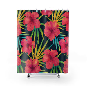 Tropical Flowers Dark Stylish Design 71" x 74" Elegant Waterproof Shower Curtain for a Spa-like Bathroom Paradise Exceptional Craftsmanship-Express Your Love Gifts