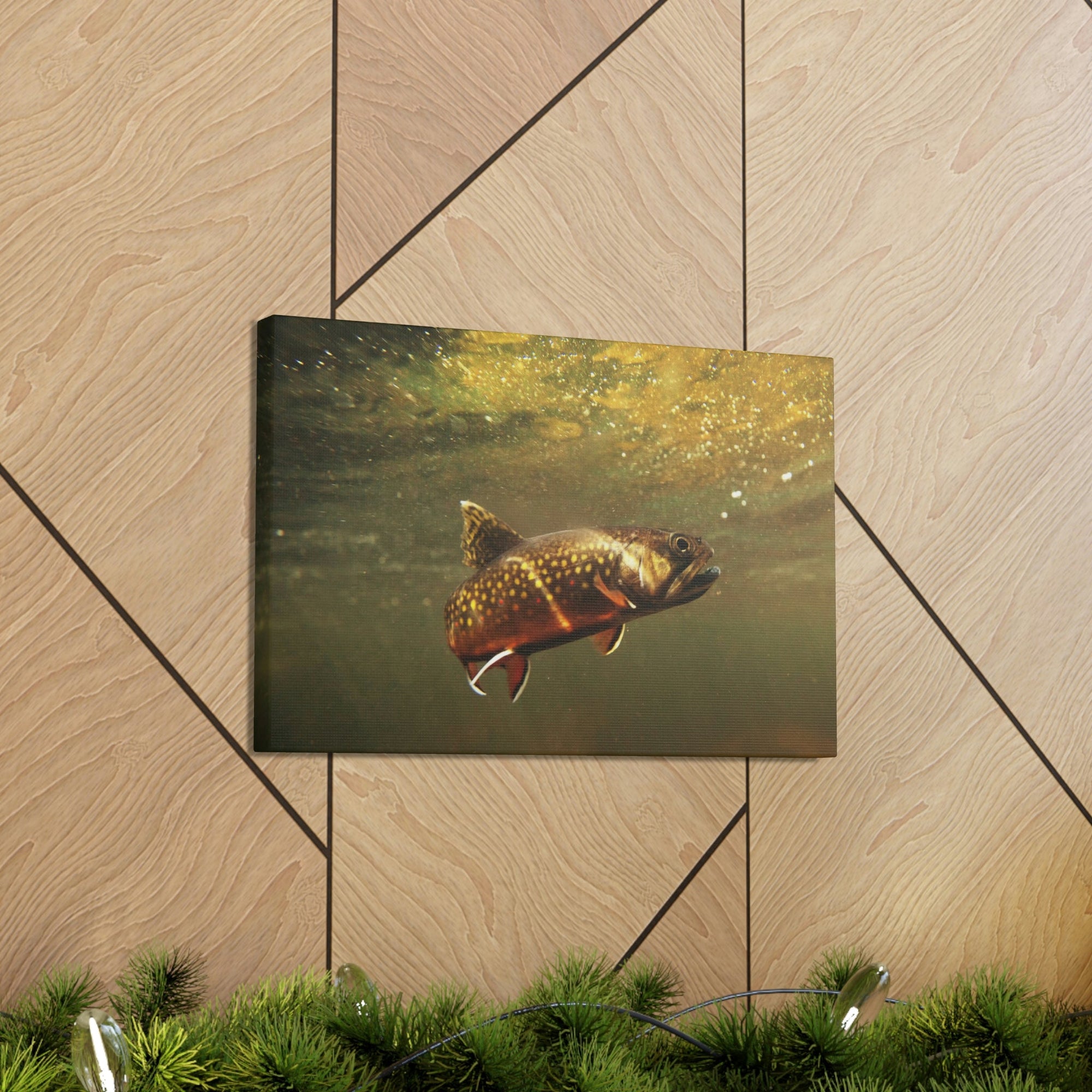 Scripture Walls Trout Hunting Trout on Hunt Print Animal Wall Art Wildlife Canvas Prints Wall Art Ready to Hang Unframed-Express Your Love Gifts