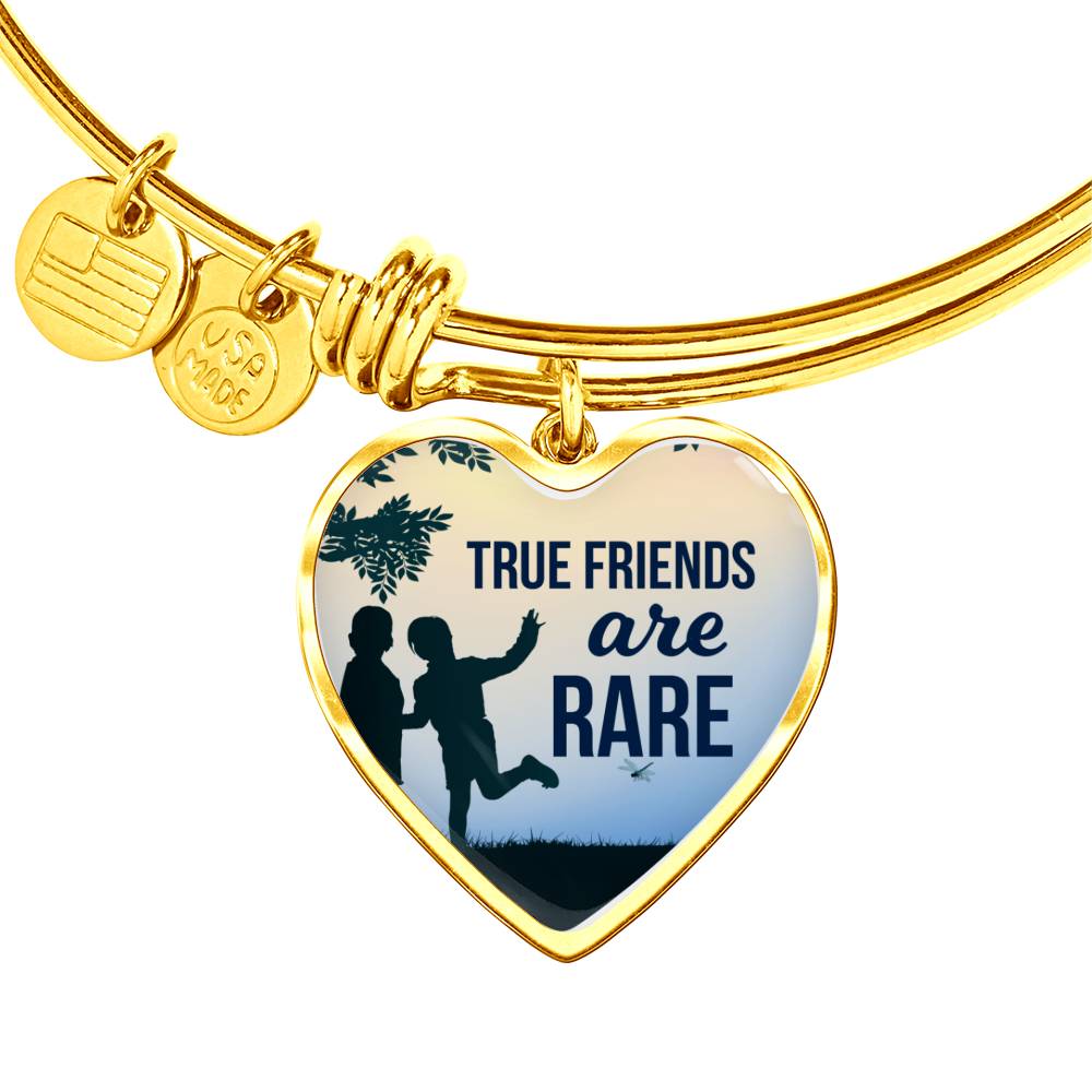 True Friends Are Rare Stainless Steel Heart Bracelet Bangle-Express Your Love Gifts