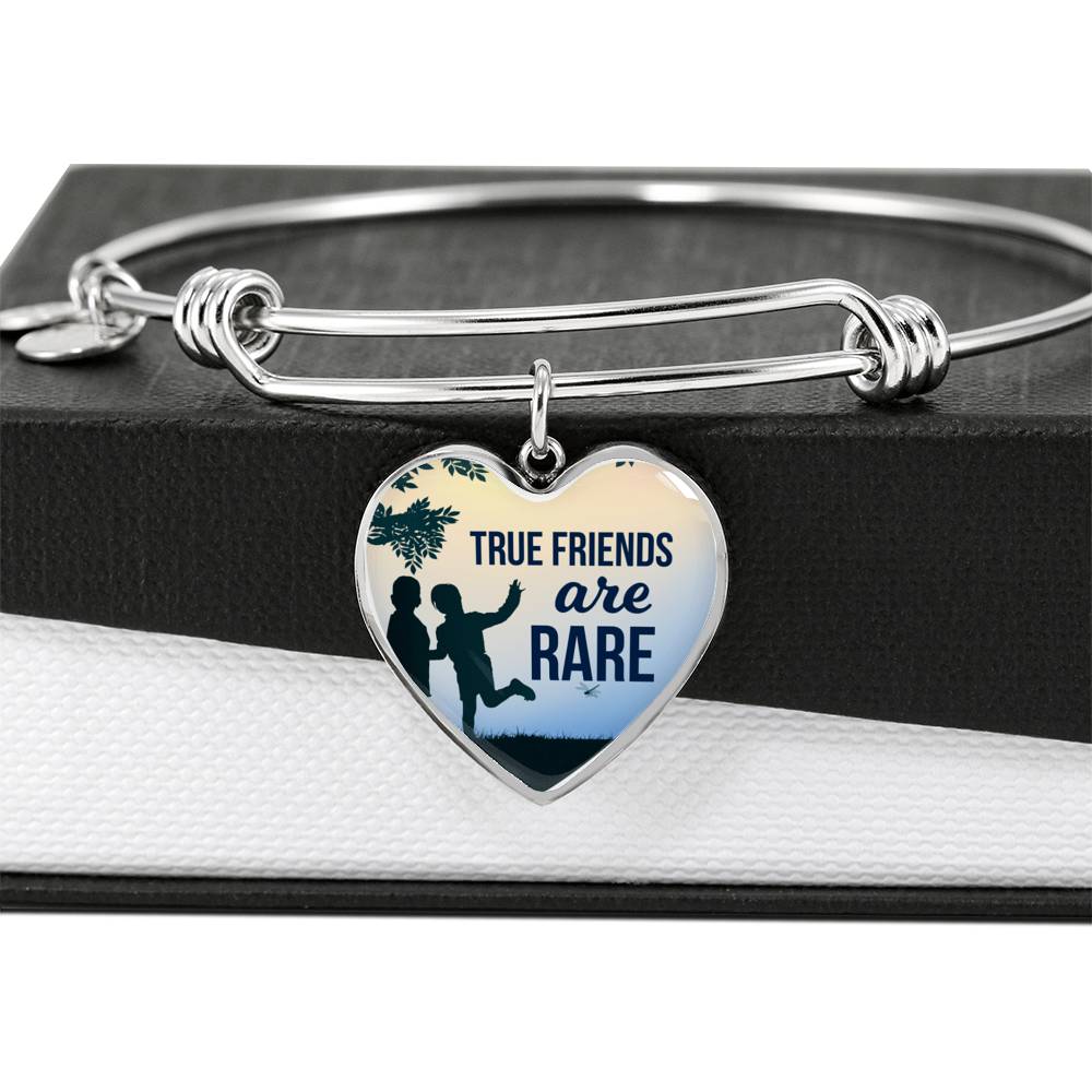 True Friends Are Rare Stainless Steel Heart Bracelet Bangle-Express Your Love Gifts