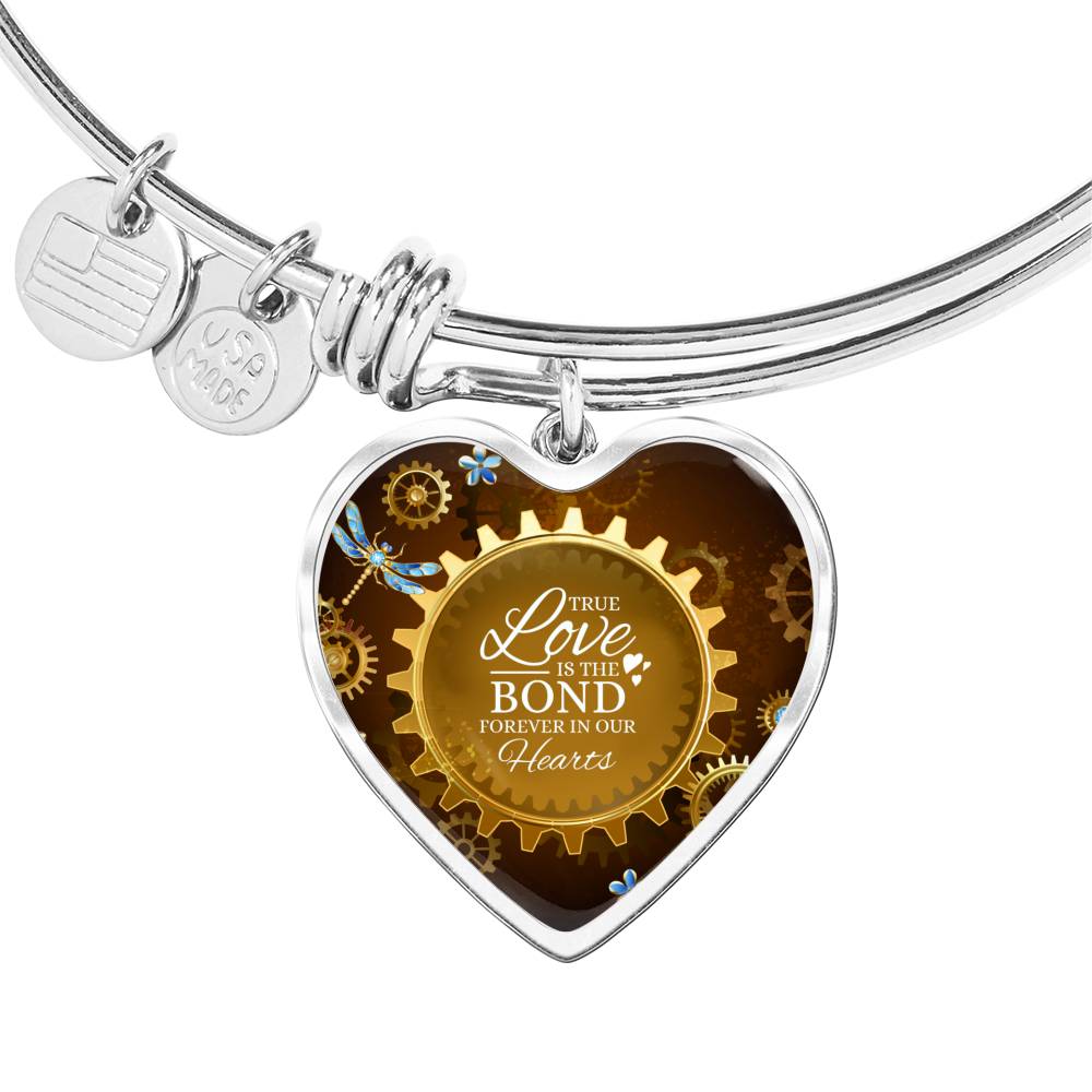 True Love Heart Bangle Stainless Steel or 18k Gold 18-22"-Express Your Love Gifts