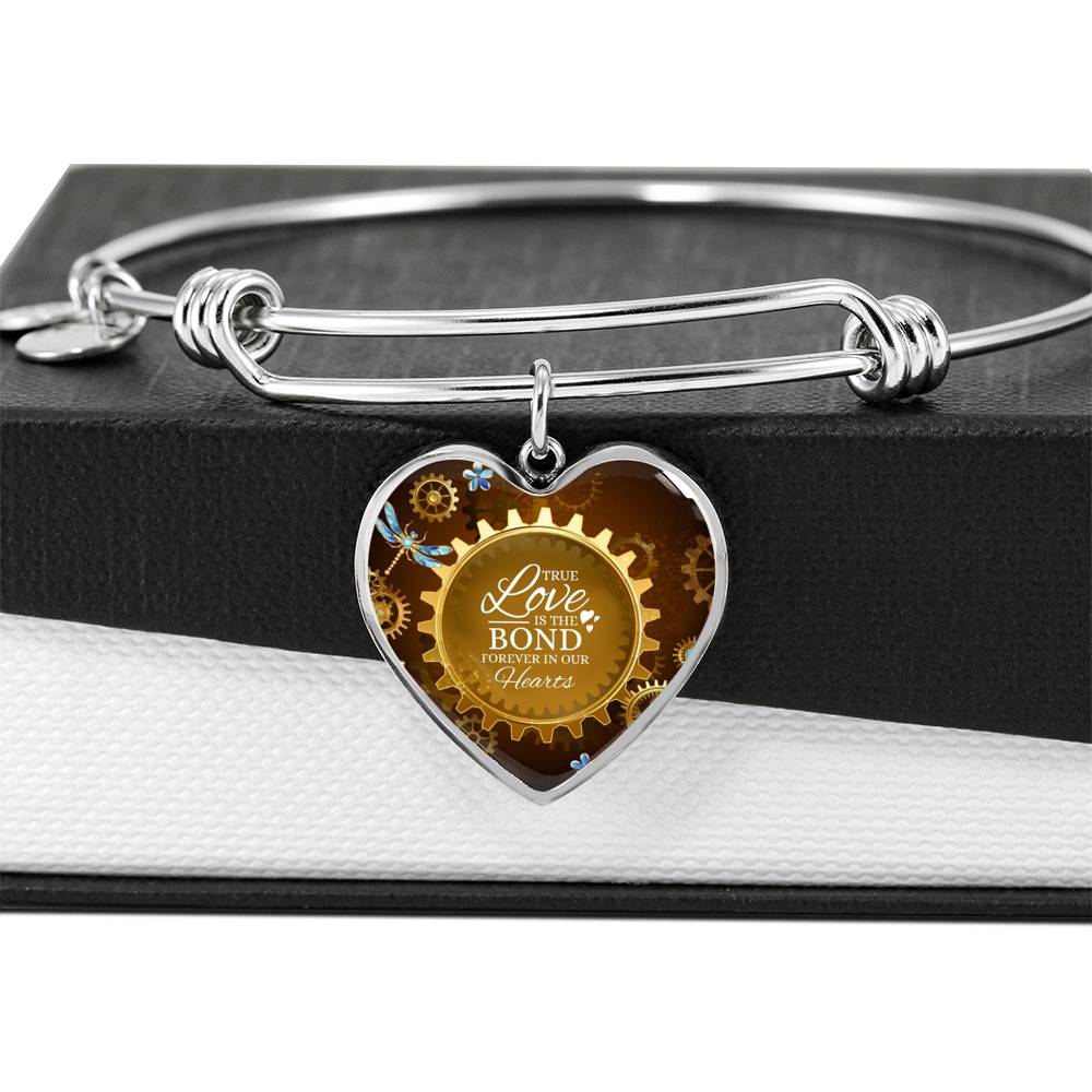True Love Heart Bangle Stainless Steel or 18k Gold 18-22"-Express Your Love Gifts