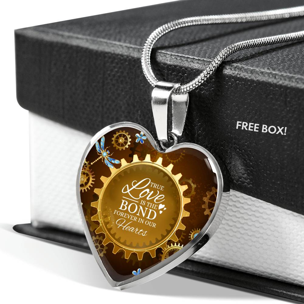 True Love Necklace Stainless Steel or 18k Gold Heart Pendant 18-22"-Express Your Love Gifts