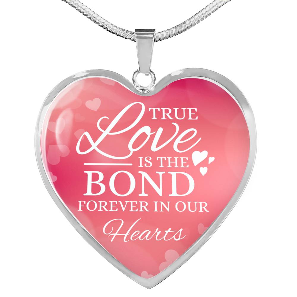 Tue Love Is Forever In Our Hearts Necklace Stainless Steel or 18k Gold Heart Pendant 18-22"-Express Your Love Gifts