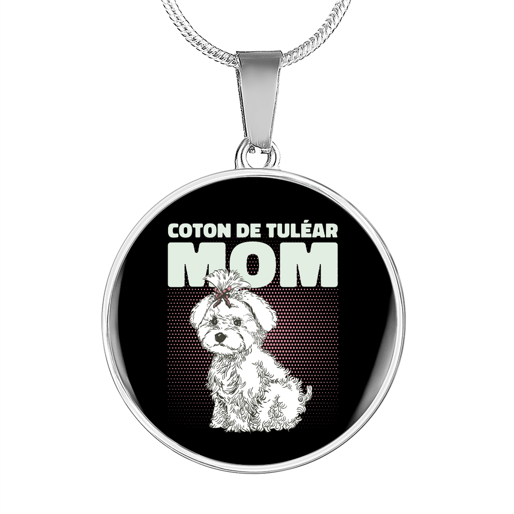 Tulear Cotton Mom Circle Necklace Stainless Steel or 18k Gold 18-22"-Express Your Love Gifts