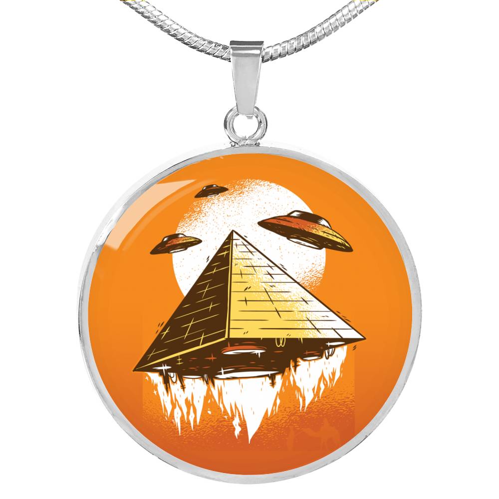 UFO Alien Fan Gift Alien Pyramid Circle Necklace Stainless Steel or 18k Gold 18-22"-Express Your Love Gifts