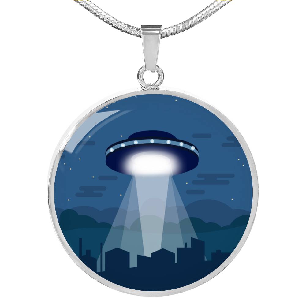 UFO Alien Fan Gift Alien Spaceship Circle Necklace Stainless Steel or 18k Gold 18-22"-Express Your Love Gifts